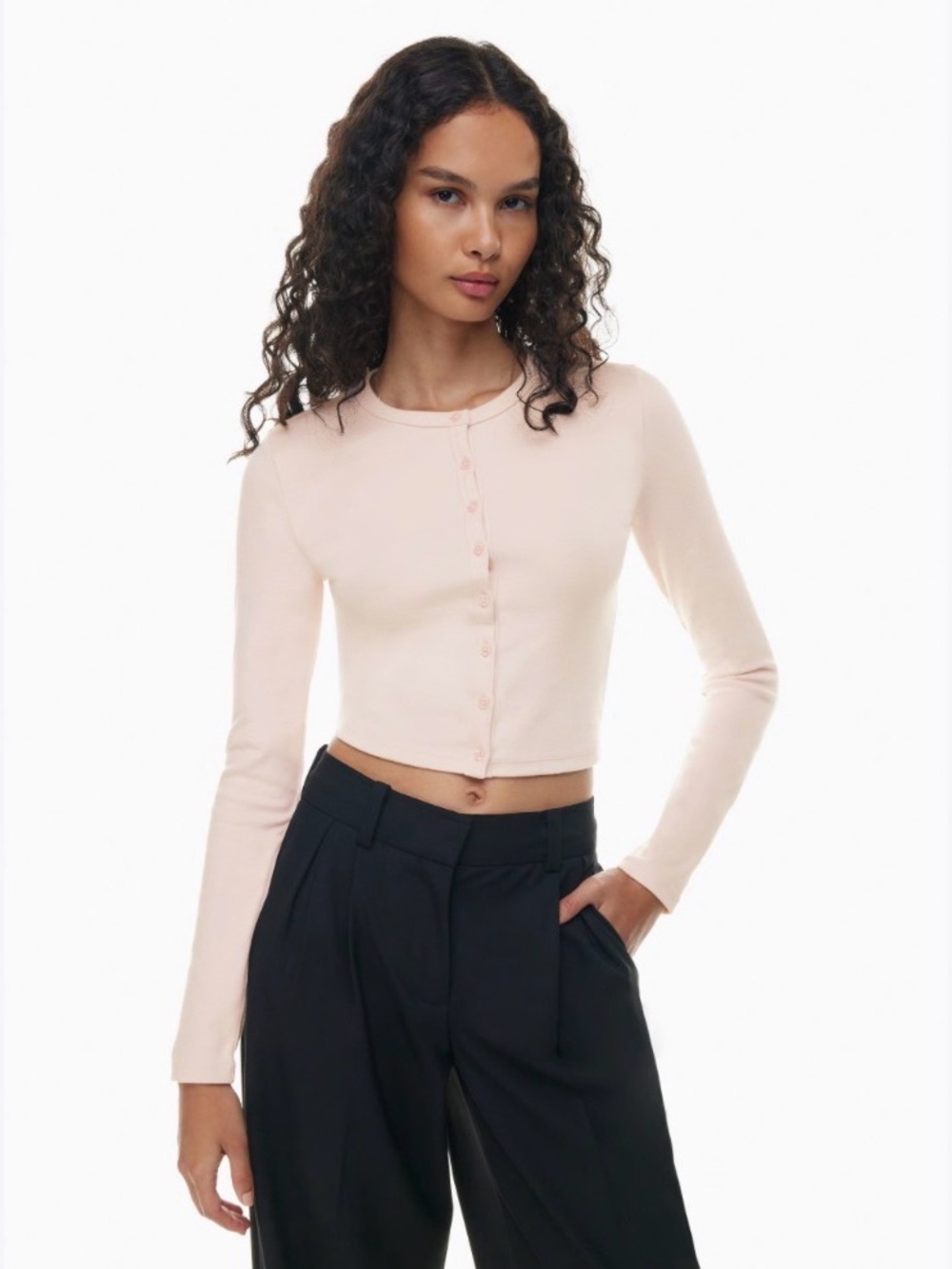 Sunday Best Cropped Button Cardigan - Light Pink | S